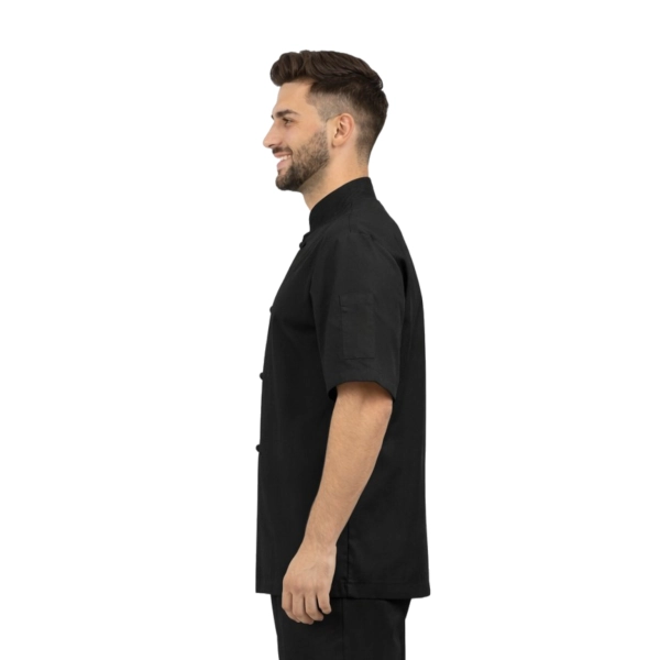 Bluza kucharska czarna meska  krótki rękaw 8 guzików roz.M
